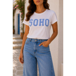 T-shirt damski SOHO biały z...